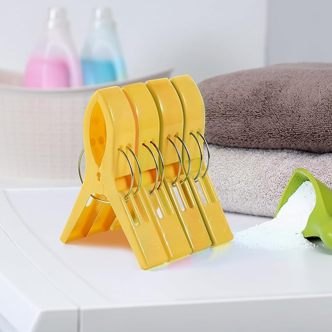 JABINCO Beach Towel Clips Chair Clips Towel Holder,Plastic Clothes Pegs Hanging Clip Clamps (Pack of 8)