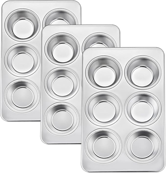 TeamFar 2 Packs Muffin Pan, Stainless Steel Muffin Cupcake Pan Tin Tray
