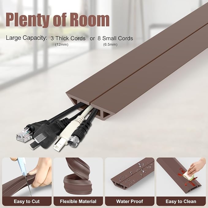 Eapele 10 ft Floor Cord Cover Heavy Duty Cable Protector, Cord Covers