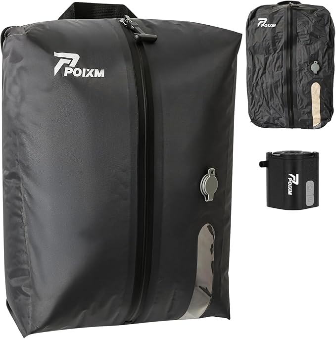 POIXM Vacuum Bags for Travel with Pump, Reusable Space Saver Bag, IP67 Waterproof Vacuum Packing Cubes for Travel Suitcases and Backpack (1PC + PUMP)
