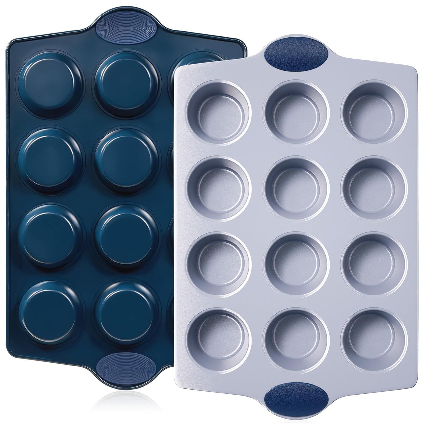 BRONYPRO 24-Cup Non Toxic Nonstick Ceramic Mini Muffin Pan & Cupcake Tin, PFOA & PFOA Free, Heavy Duty Rust-Resistant Aluminized Steel, Oven & Dishwasher Safe, Blue