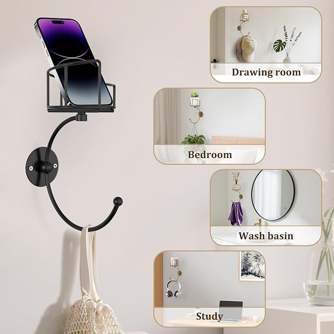 Hand Towel Holder for Bathroom with Vintage Wall Mounted Candle Holder, Rustproof Anti-Corrosion Alloy Unique Black Towel Hook, Sturdy Coat Hanger for Vintage Kitchen Bathroom Decor