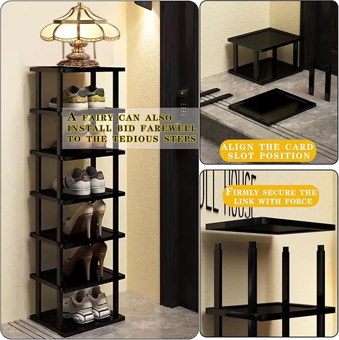 Vertical Shoe Rack - Tall Narrow Shoe Rack Organizer for Small Spaces,5 Tier Bamboo Shoen Shelf for Entryway,Closet,Corner,Doorway,Skinny Shoe Shelf Space Saving Shoe Storage,Free Stackable DIY