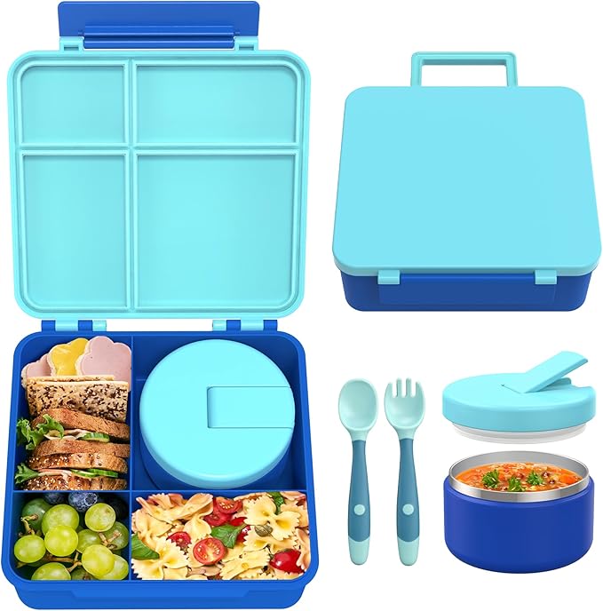 LOHASOK Bento Lunch Box for Kids with 8oz Soup Thermo, Black