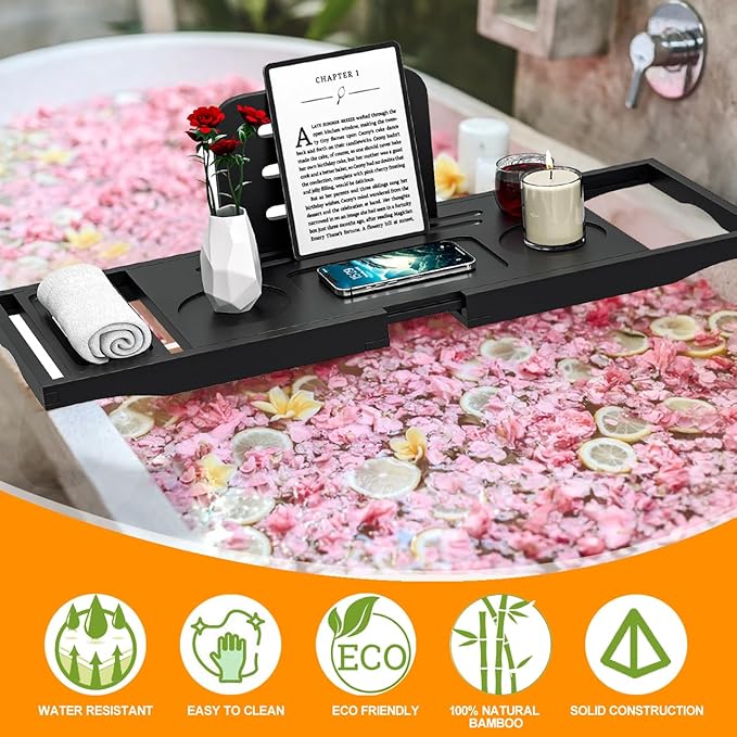 Premium Bathtub Caddy Tray - Bath Tray - Bath Tub Tray Table for Bathtub - Bath Caddy Tray for Bathtub, Expandable Size, Fits Most Bath Tubs