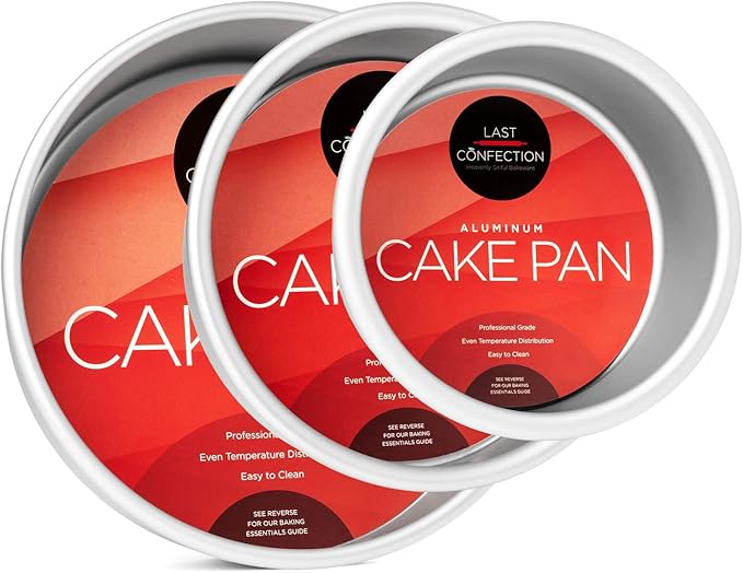 Last Confection 6 x 2 Inch Round Cake Pans, Set of 2 Anodized Aluminum Cake Pans Baking Tins