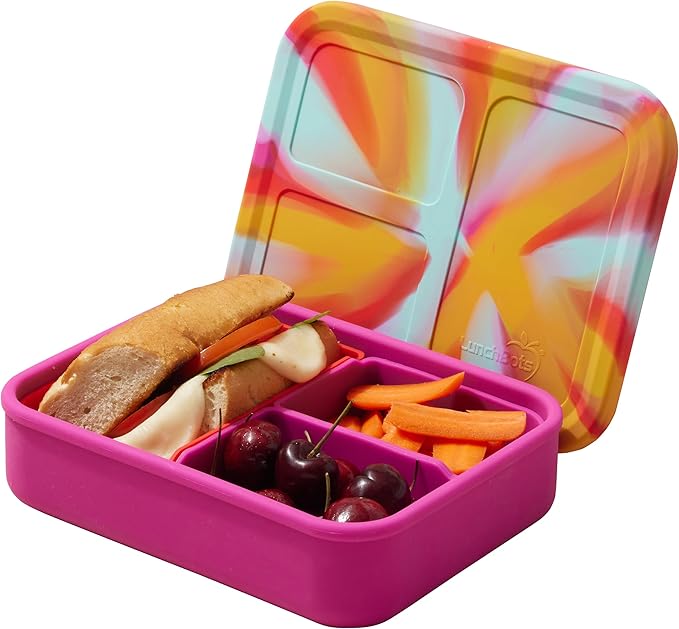 LunchBots Build a Bento 32 oz Platinum Silicone Divided Lunch Box Green