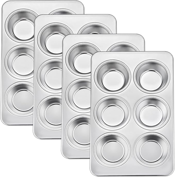 TeamFar 2 Packs Muffin Pan, Stainless Steel Muffin Cupcake Pan Tin Tray