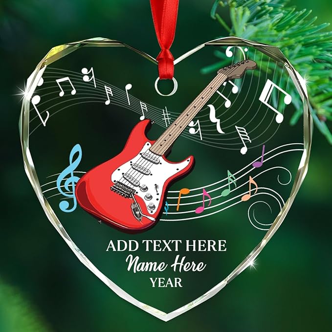 Personalized Drum Musical Instrument Glass Ornament, Customized Year Text Name Christmas Ornaments Gift for Drummer Husband Wife Dad Mom Kids, Unique Drum Set Glass Christmas Ornament for Birthday