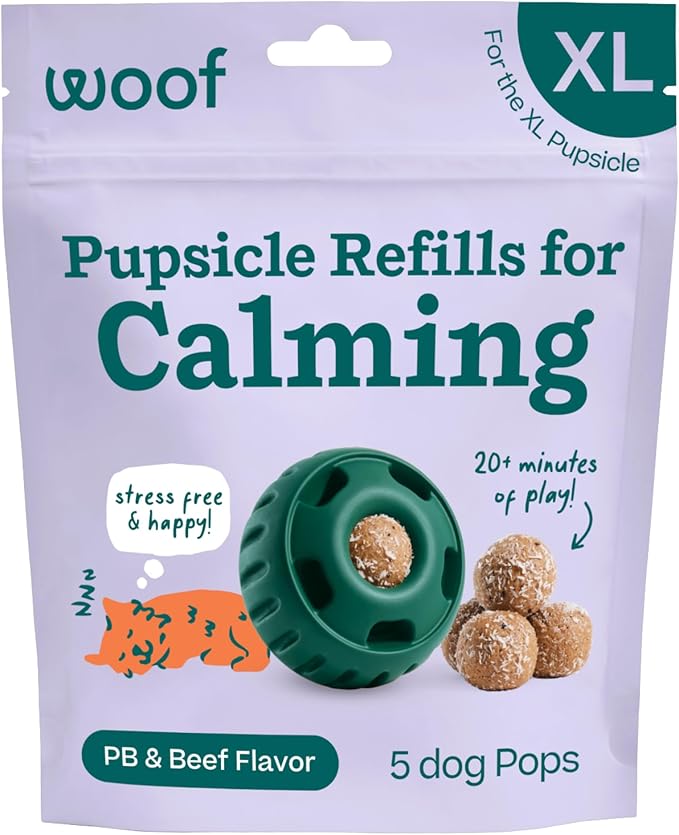 WOOF Pupsicle Refill Pops for Calming - Long-Lasting Refills for the Pupsicle Toy to Promote Calm - Calming Dog Treats - Magnesium for Dogs- Small Pops - 10 Count