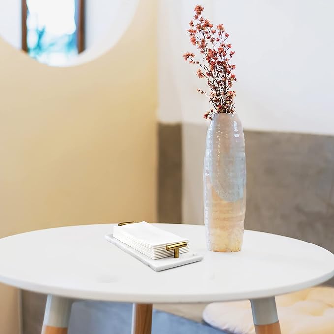 Guest Towel Holder Tray for Bathroom - White Marble-Tray - Napkin Holder for-Bathroom - Paper Hand Towel Holder.