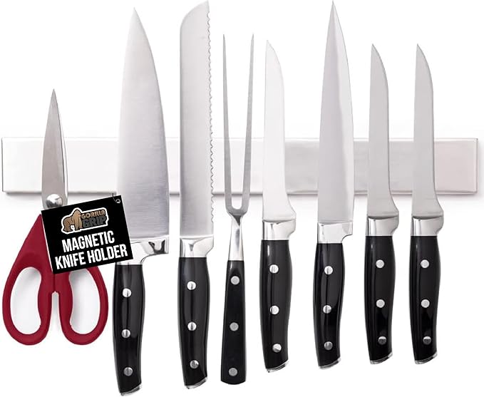GORILLA GRIP 304 Stainless Steel Magnetic Knife Holder Strip, 18 Inch