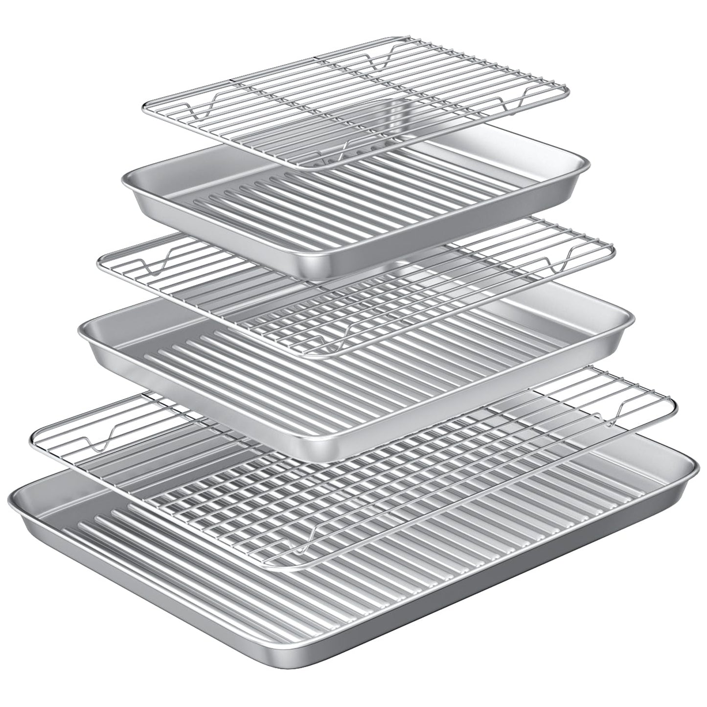 Baking Sheet with Cooling Wire Rack Set, Stainless Steel 2 Pans + 2 Racks