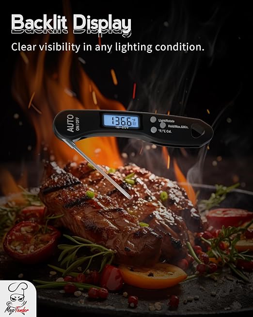 5-Pack Foldable Instant Read Digital Meat Thermometer, ±1°F Accuracy