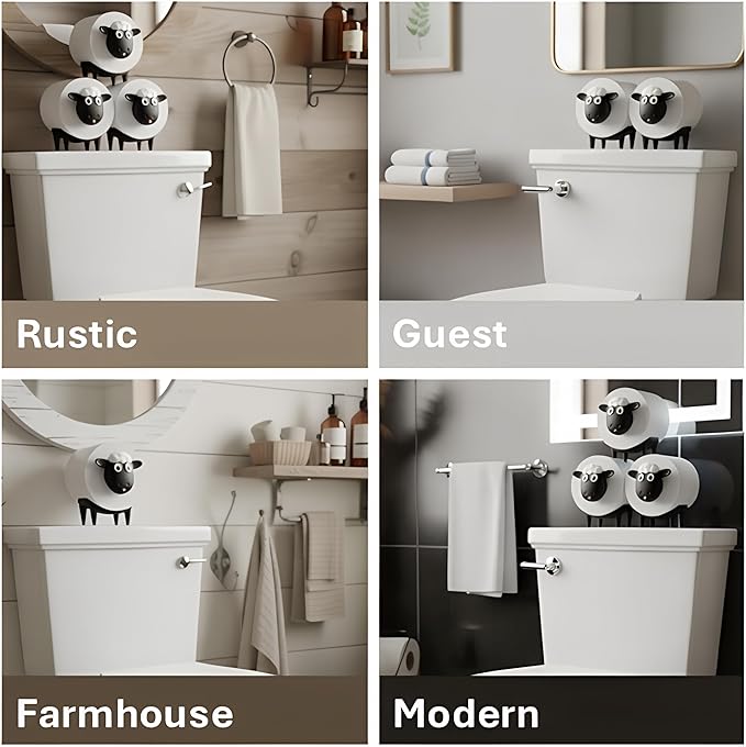Sheep Toilet Paper Holder 1 Pack, Cute Animal Toilet Paper Holder, Unique Farmhouse Bathroom Decor and Accessories, Modern Tissue Roll Storage, Funny Home Gift Set