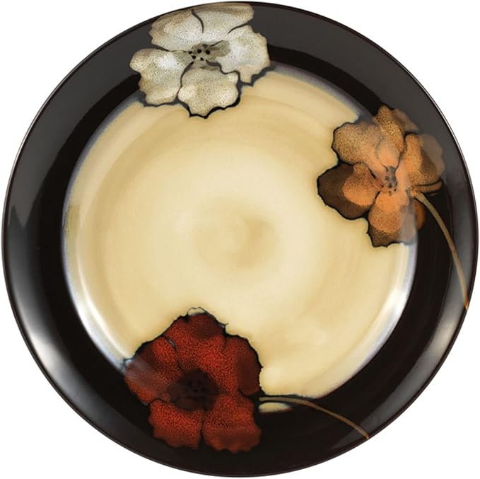 Pfaltzgraff Painted Poppies 16-Piece Stoneware Dinnerware Set, Service for 4, Dinner Plates, Salad Plates, Bowls and Mugs, Dishwasher and Microwave Safe