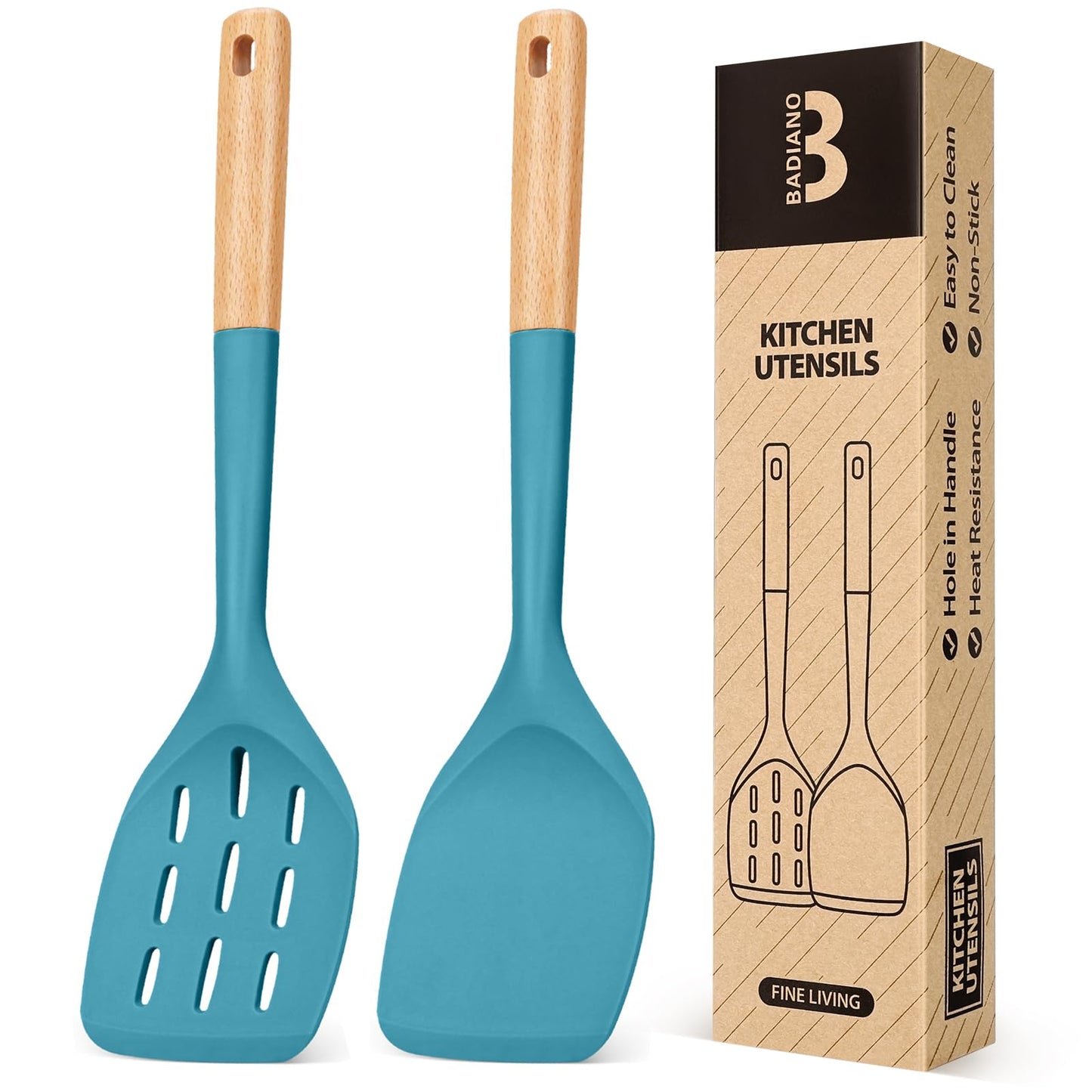 Badiano Silicone Spatula, Non Stick Turner for Cooking, Food Grade, White