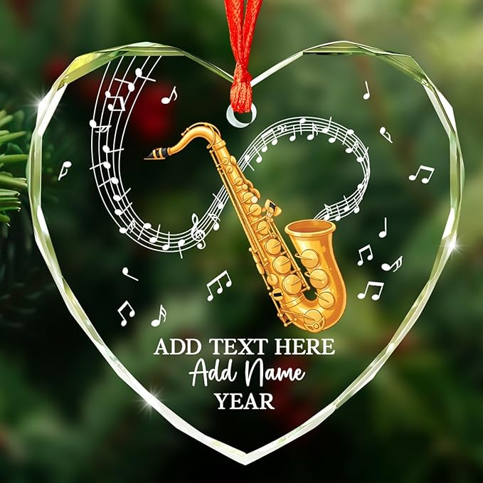 Personalized Oboist Christmas Glass Ornament 2026, Oboe Teacher Christmas Tree Ornaments, Custom Text Name & Year Oboe Ornament Gift for Student Friend, Musical Instruments Xmas Decorations