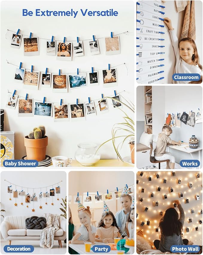 Mini Clothes Pins Wooden Colored Small Clothespins for Photo 1.4 Inch 50 PCS, Navy Blue Tiny Clips Close Pin for Baby Shower Classroom Crafts Project Decorations Hanging Pegs