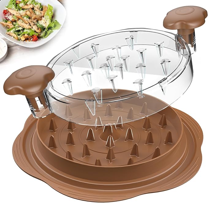 Chicken Shredder Tool Twist Large Meat Shredder with Brush&Fork, Brown