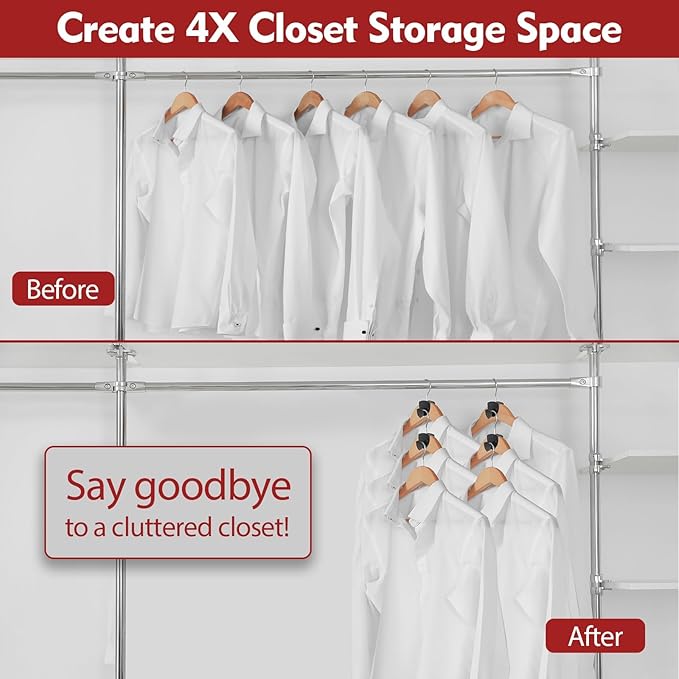 Space Saving Hanger Hooks 20Pcs, Upgrade Heavy Duty Space Saver Hangers Connector Hooks for Clothes, Premium Hanging Closet Organizer for Dorm, Ganchos para Colgar Ropa, Black