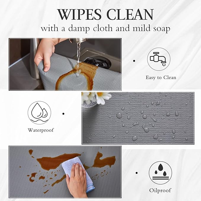 Beautysaid Shelf and Drawer Liner for Kitchen Cabinet, Non Adhesive Non Slip Shelf Paper Waterproof Washable Thickened for Dresser Pantry Shelve Bathroom Protector Liner(Gray,18 in x 10 FT)