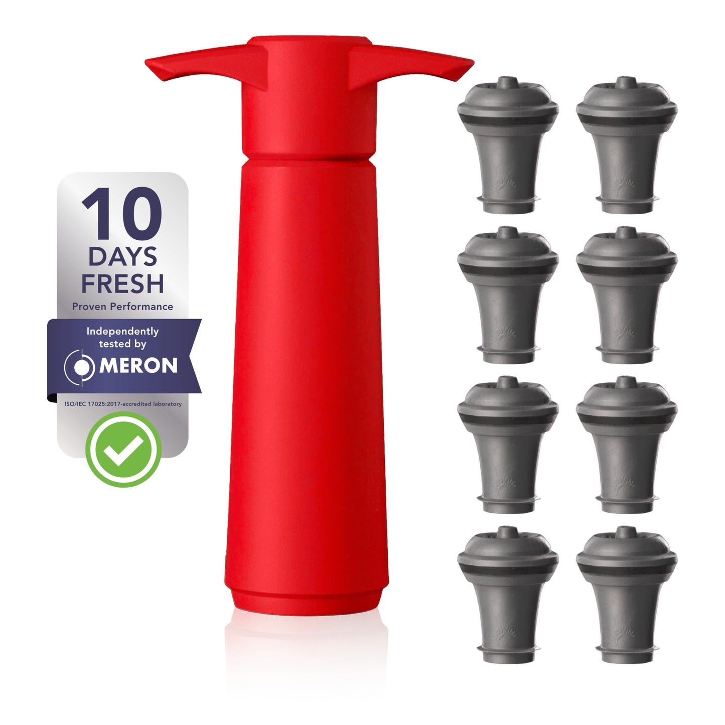 Vacu Vin Original Saver Wine Bottle Stopper – With 8 Vacuum Stoppers – Preserver Wine Stopper with Pump for Red or White Wine – Wine Accessories to Keep Wine Fresh – Airtight Seal Stoppers – Blue