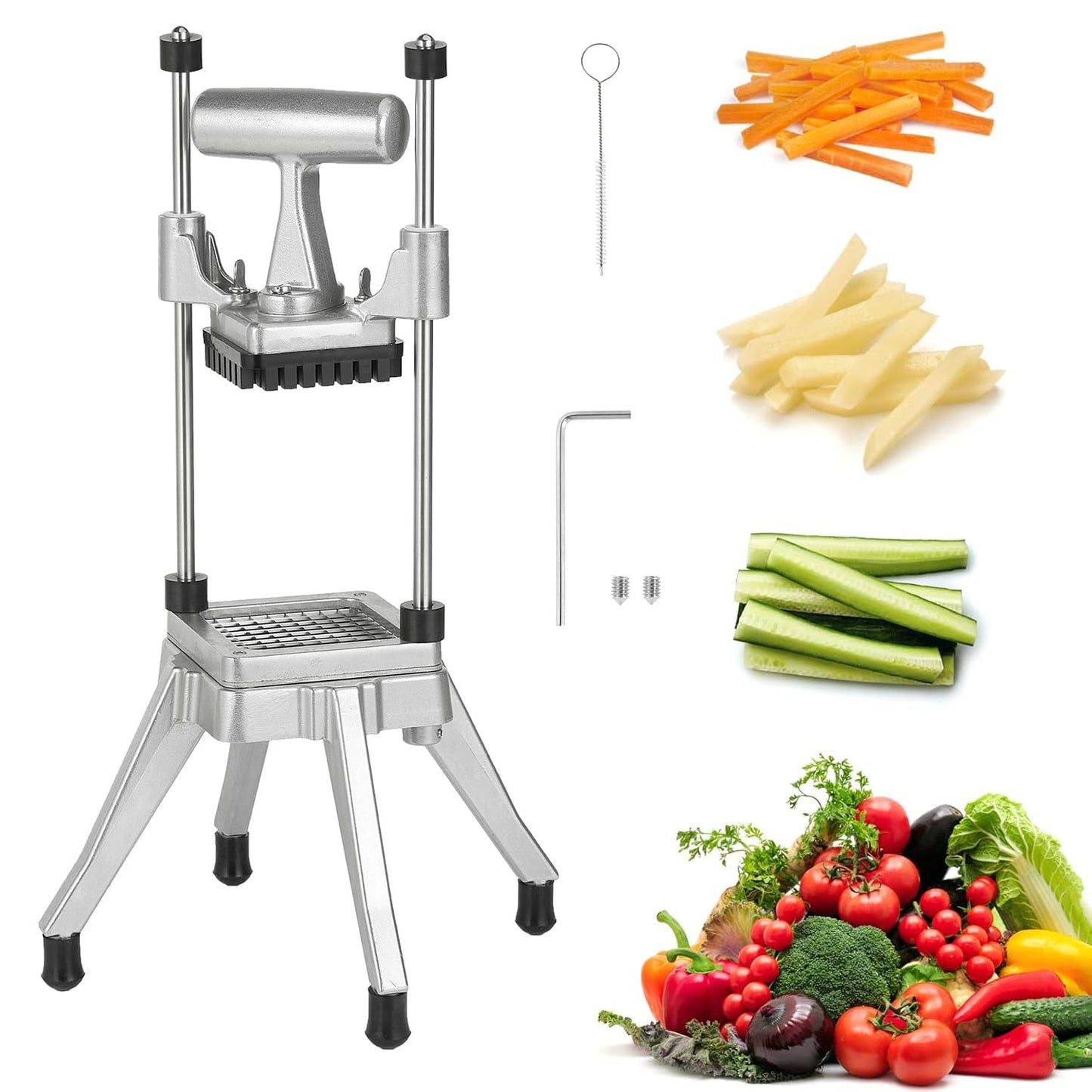 POWLAB 4-in-1 Commercial French Fry Cutter, 4-Blade Vegetable Chopper