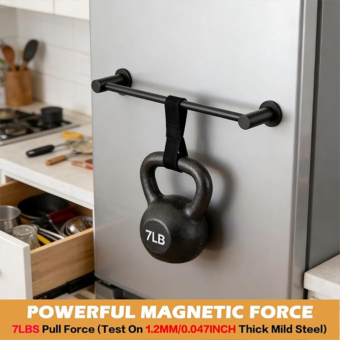 ULIBERMAGNET Magnetic Towel Holder, Magnetic Towel Bar Holder with Adjustable Length, Non-Slip Magnetic Curtain Flip Calendar Rod for Classroom Whiteboard, Refrigerator, Dishwasher, Laundry (2 Pack)