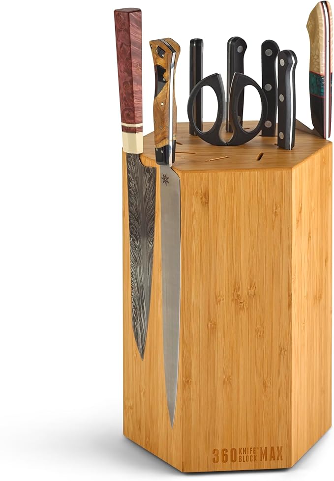 360KnifeBlock® MAX (black) ROTATING Magnetic Knife Block