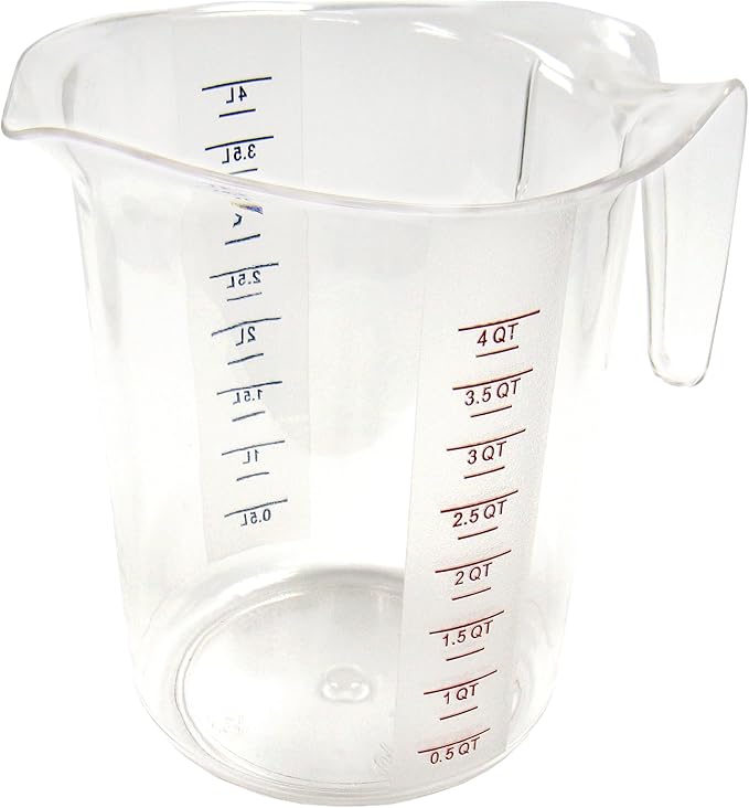 Winco 1 qt Clear 5 Piece Plastic Measuring Cup Set