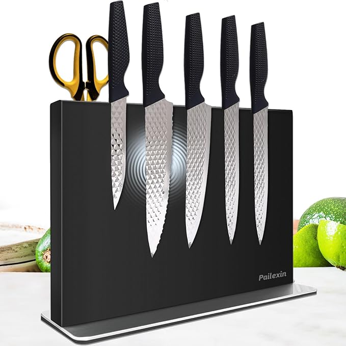 Pailexin Magnetic Knife Block Without Knives—Stainless Steel Double-Sided Magnetic Knife Holder Stand with Strong Magnets, Knife Storage Organizer for Kitchen Counter top