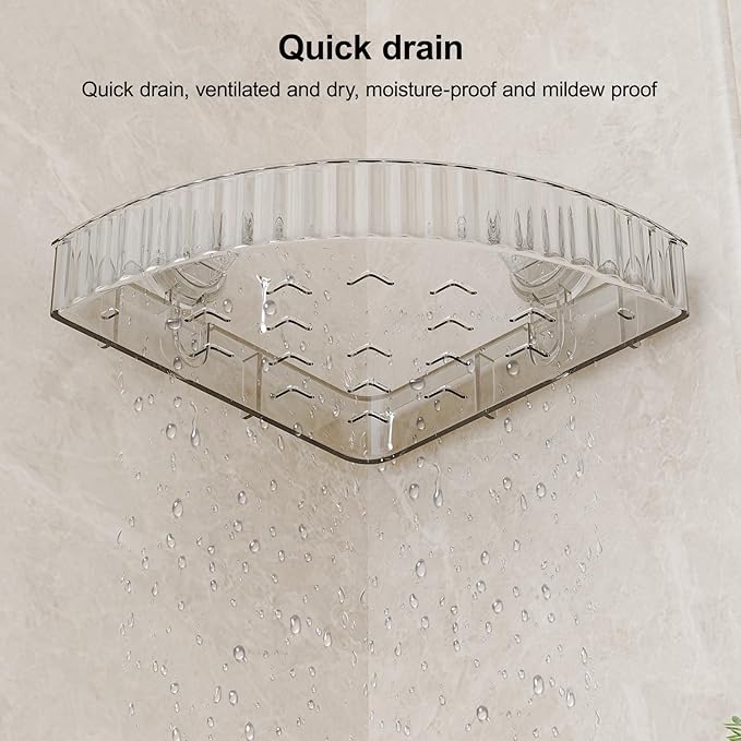 Corner Shower Caddy Suction Cup Bathroom Shower Organizer for Bathroom Storage Home Decor & Kitchen No Drilling Capacity Removable and Reusable Shower Shelves for Inside. (clear, corner)
