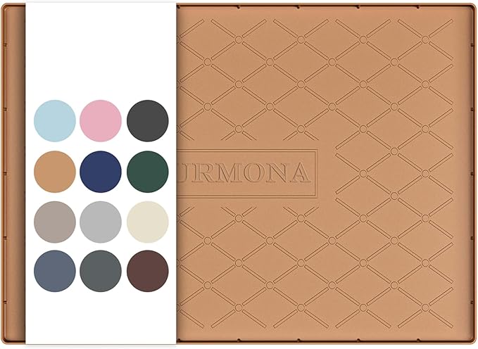 URMONA 28" x 22" Waterproof Silicone Mat in Multiple Sizes & Colors, Under Sink Mat for Kitchen & Bathroom, Pet Food Pad for Dogs & Cats, Kitchen Cabinet Liner, Multi-Purpose for Storage(Khaki)