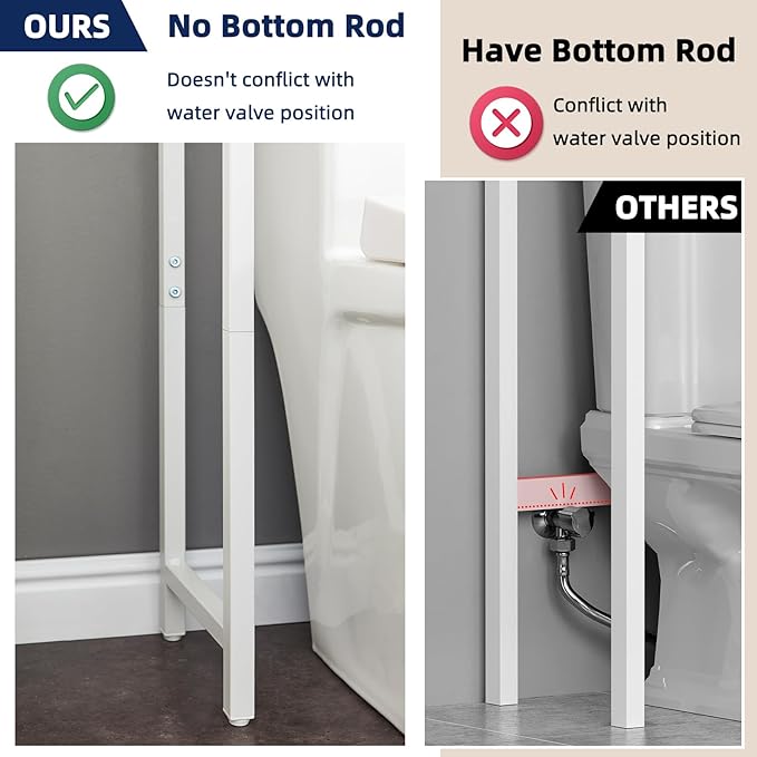MOHOPE 2-Tier Over The Toilet Storage with 2 Fabric Drawers, Freestanding Above The Toilet Storage Cabinet, Space Saver Metal Over Toilet Bathroom Organizer Shelf for Small Space, White