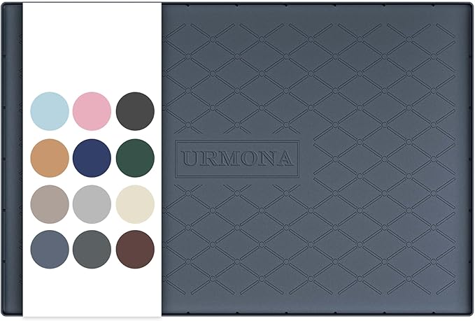 URMONA 31" x 22" Waterproof Silicone Mat in Multiple Sizes & Colors, Under Sink Mat for Kitchen & Bathroom, Pet Food Pad for Dogs & Cats, Kitchen Cabinet Liner, Multi-Purpose for Storage(Dark Grey)