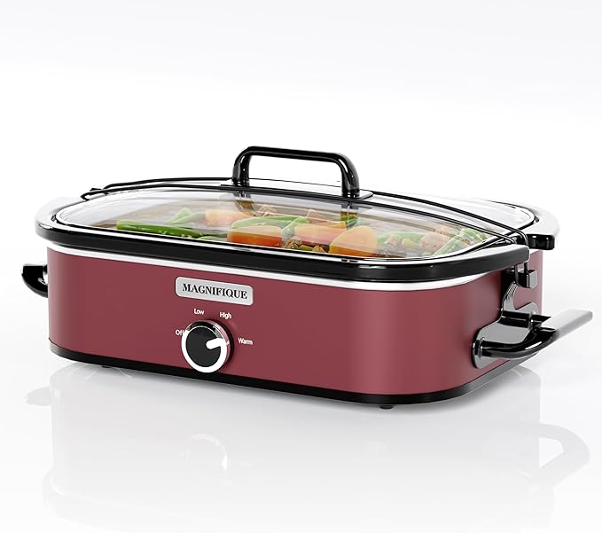 [NEW] MAGNIFIQUE 4-Quart Slow Cooker with Casserole Manual Warm Setting - Perfect Kitchen Small Appliance for Family Dinners, Dishwasher Safe Crock, Black