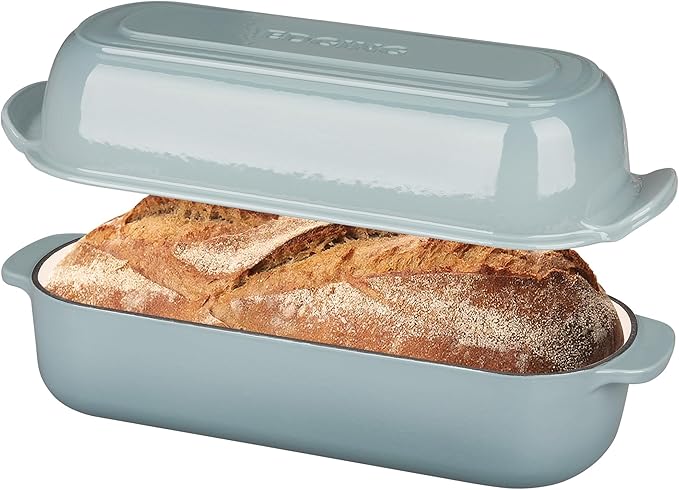 EDGING CASTING Enameled Cast Iron Loaf Pan with Lid, Bread pan, Dutch Oven Bread pan for Homemade Sourdough Bread Baking, 12.5x5.5 inch, 5qt, Red