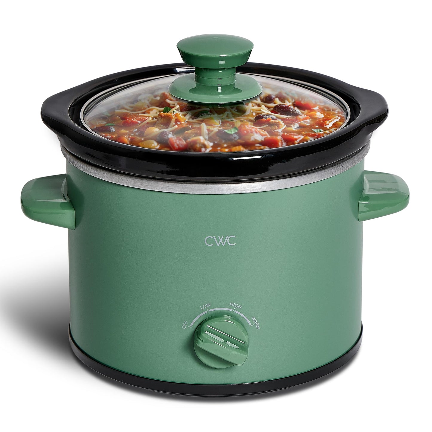 COOK WITH COLOR 2QT Mini Electric Round Slow Cooker - Adjustable Settings, Removable Stoneware Pot, Tempered Glass Lid, Dishwasher Safe, Cool-Touch Side Handles, Greige