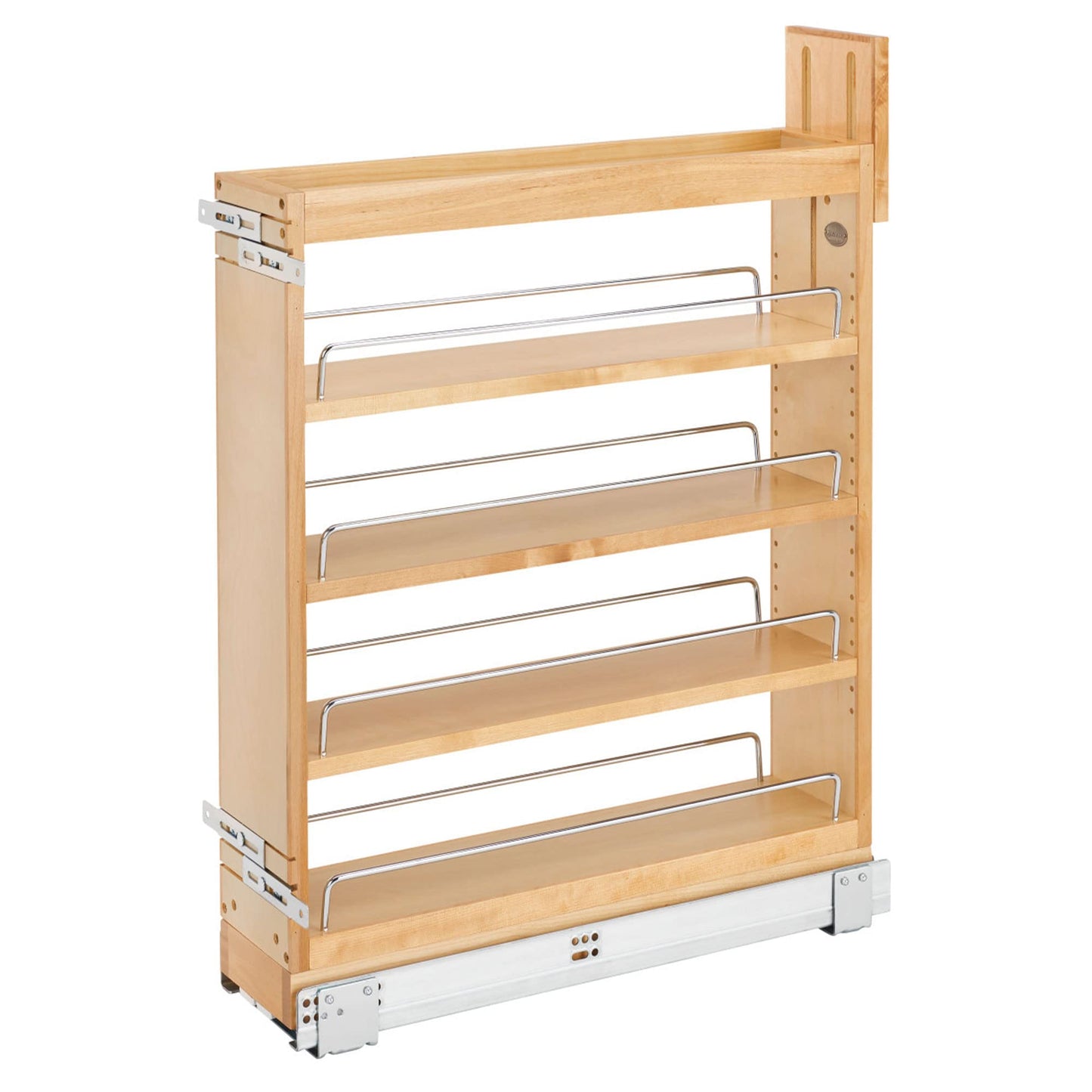 Rev-A-Shelf Maple Pullout Organizer w/Blum Soft-Close for Frameless Full-Height Base Cabinets, Full Extension Slides & Adjustable Shelves, Min Opening Width of 7.5", 448-BCSC-6C