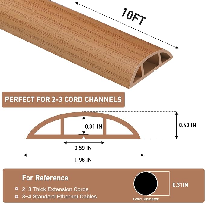 Floor Cord Cover Self Adhesive Cord Hider Floor Extension Cord Covers