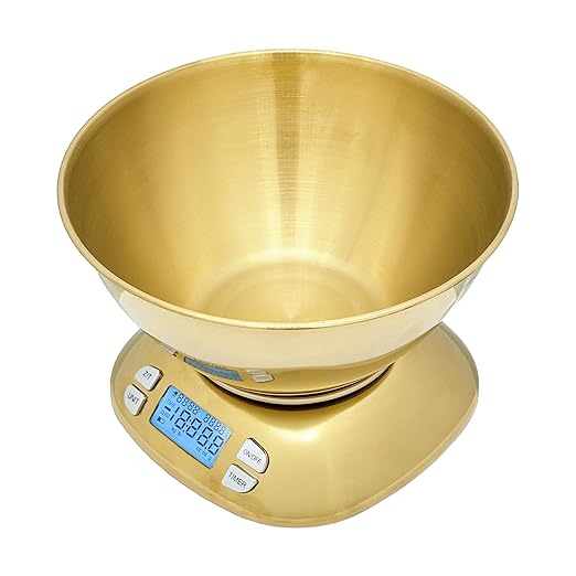 Stainless Steel Digital Kitchen Scale w. Bowl - for Food Coffee Lab - LCD Display gram Ounces lb:oz lb ml - 12 LBS/5.5 KG Capacity - Battery Included - Silver by The Display Guys