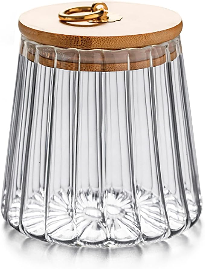 Glass Coffee Nuts Canister Airtight Jar with Bamboo Lid 54 FL OZ Large Oval