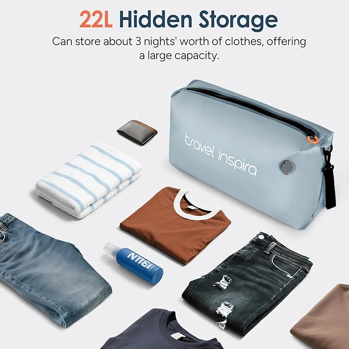 Gray Blue Vacuum Travel Bag with Wireless Electric Pump, 22L Packing Cube