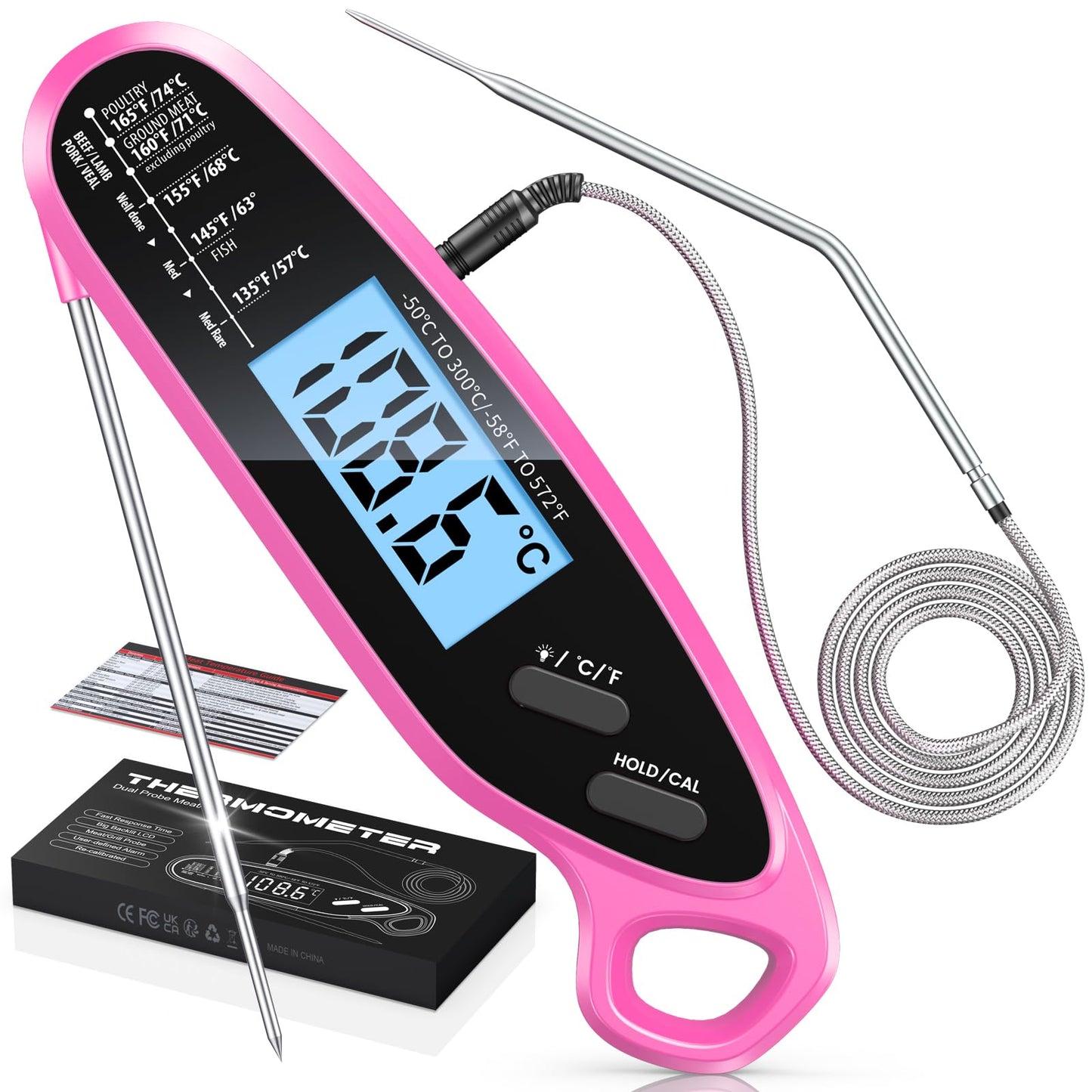 Vuwwey Instant Read Meat Thermometer Digital for Cooking with Dual Probe