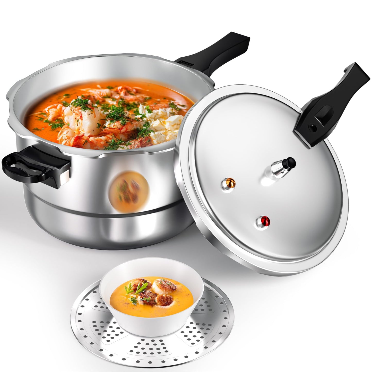 Wantjoin Aluminum Pressure Cooker 23Qt Pressure Canner, Pressure Pot with Pressure Control for Home Kitchen or Restraurant, Commercial Pressure Cooker with Gauge