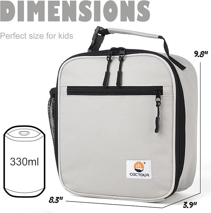 Lunch Box Kids,Premium Insulated Lunch Bag for Girls Boys,Soft Bag Mini Cooler Back to School Thermal Reusable Lunch Bag for Work School Picnic (Gray)