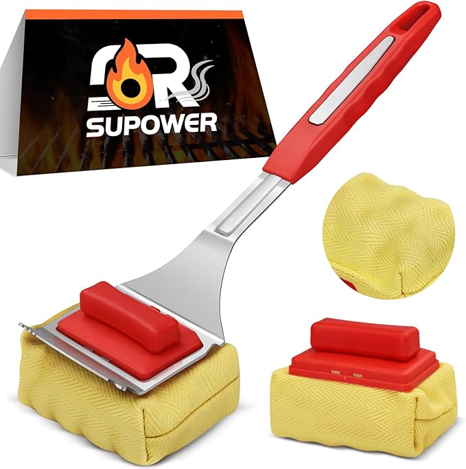 Grill Brush Bristle Free with 2 Replacement Brush Heads, Patent Design Steam Cleaning Technology, Replaceable Brush Heads & Scraper Tool for Stainless-Steel Grates Grill Brush