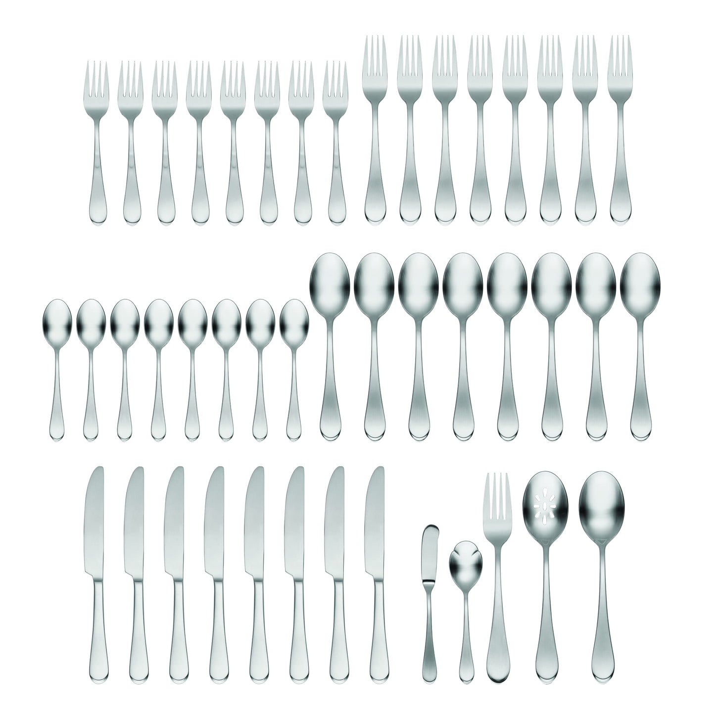 Oneida Icarus Satin 45-Piece 18/0 Silverware Set for 8, Flatware