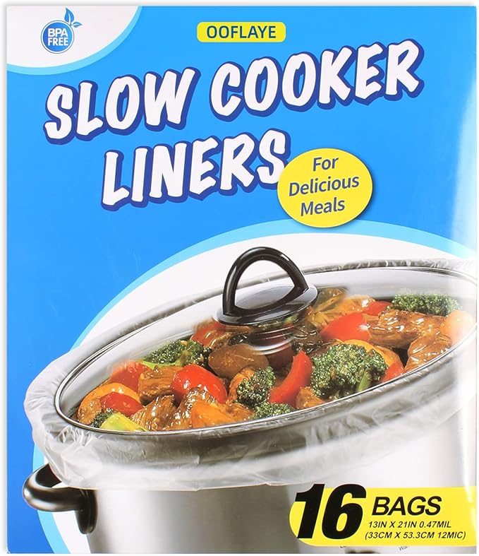 32 Bags Slow Cooker Liners, Disposable Multi Use Cooking Bags,Large Size Fit 3QT to 8QT, Plastic Bags for Slow Cooker, Pans, Aluminum Cooking Trays, BPA Free-13 x 21 Inches